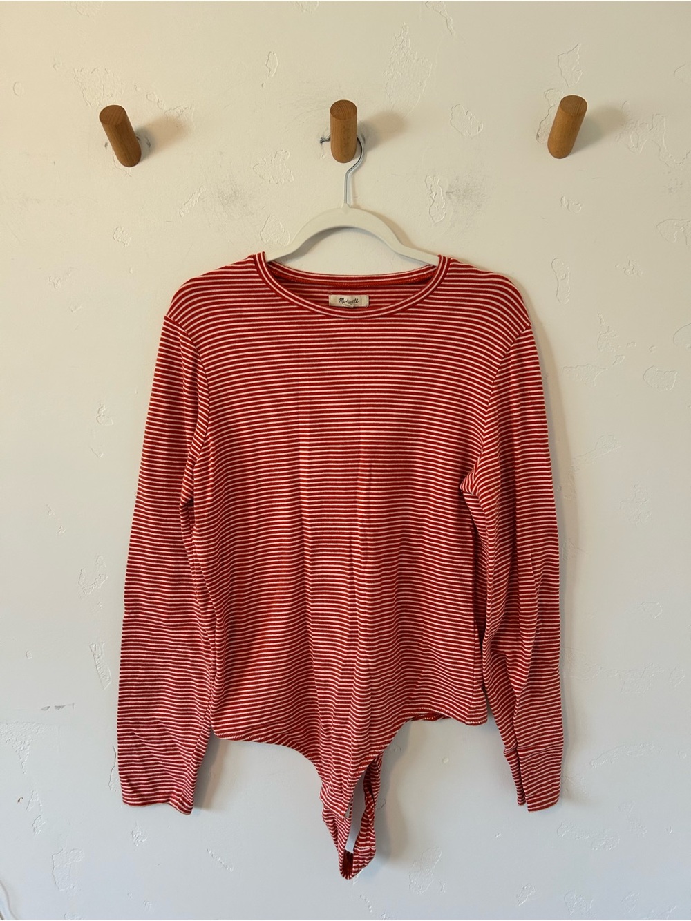 EUC Madewell Orange and White Striped Bodysuit Sweater Long Sleeve Top XXL